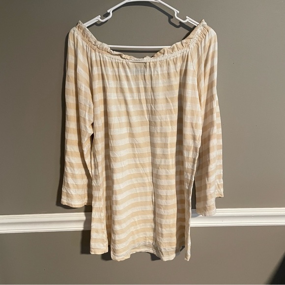 Striped Batwing Off The Shoulder Top. - Picture 4 of 7